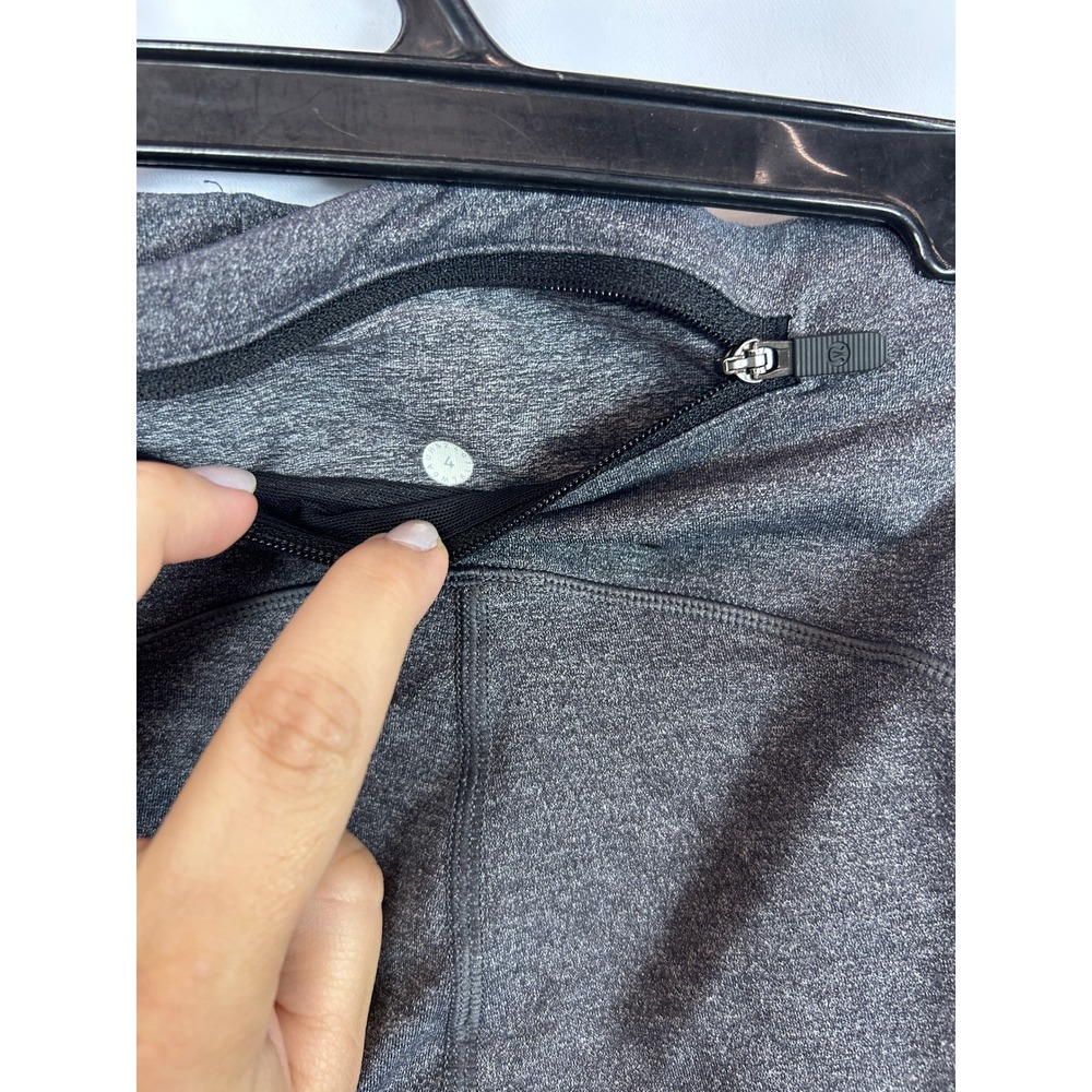 Lululemon Speed Up Crop Leggings Heathered Charcoal Grey Pocket Athletic Size 4 - Picture 7 of 9